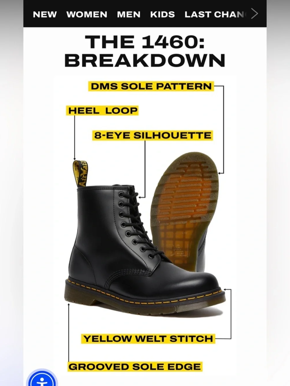 Dr. Martens 1460 Lace Up Boots Black Smooth Leather Size 6 - Picture 13 of 13
